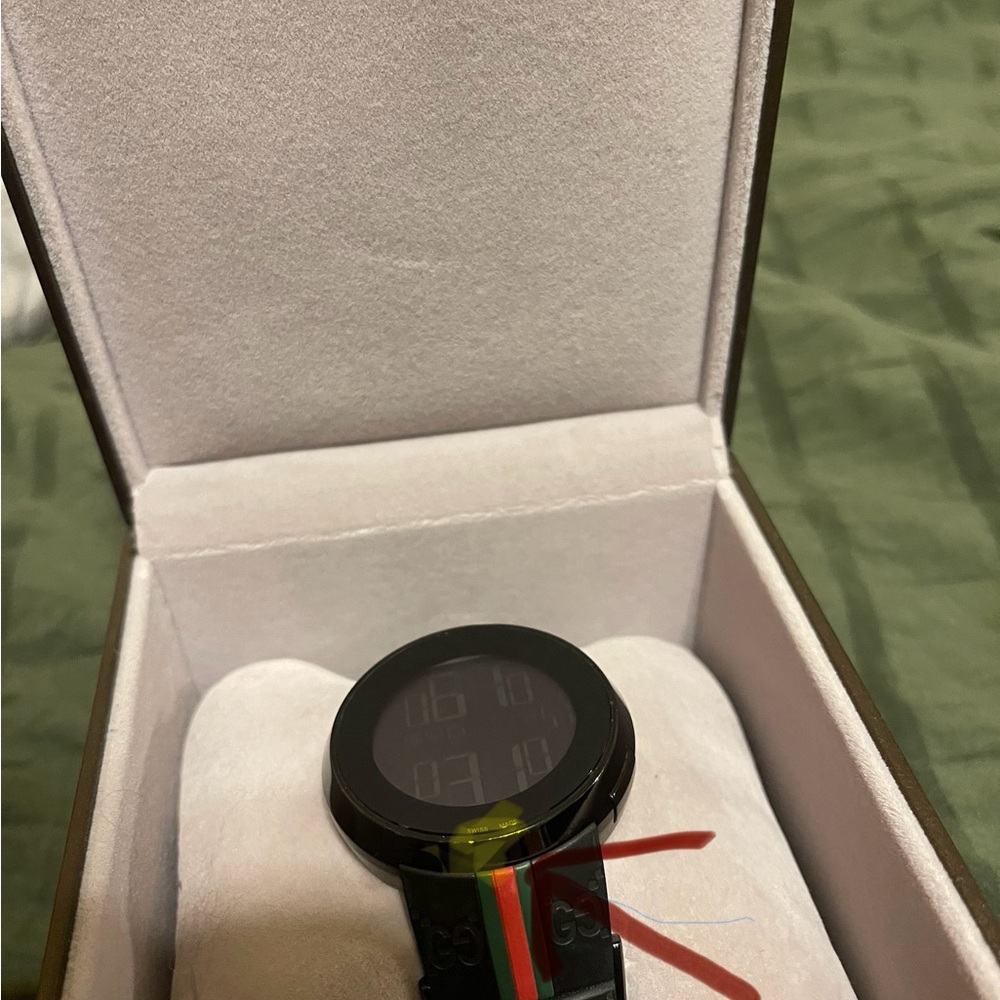 rare* i-GUCCI digital watch with web and GG Strap - Picture 7 of 7